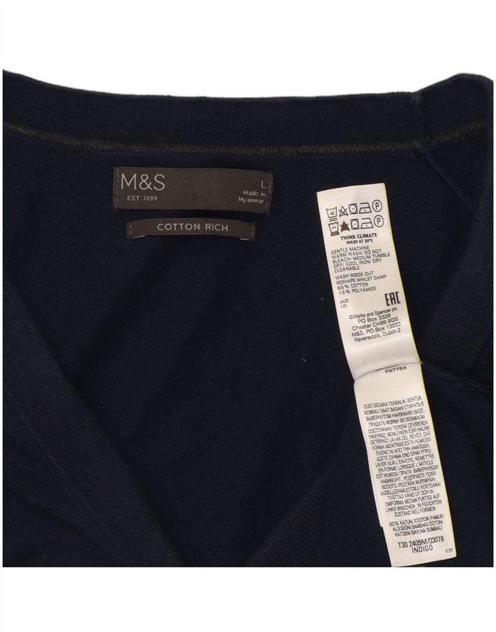 Marks & Spencer - Cárdigan para hombre, talla grande, algodón azul marino