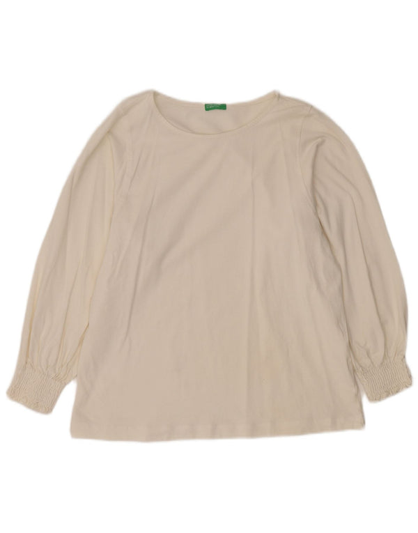 BENETTON Blusa de manga larga para mujer UK 44 Algodón blanco mediano