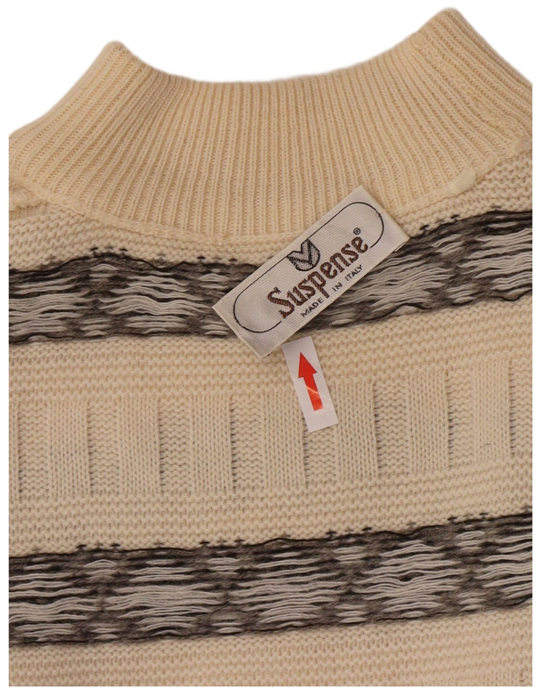 Suspense Jersey de cuello alto para hombre IT 52 Large Off White Lana a rayas