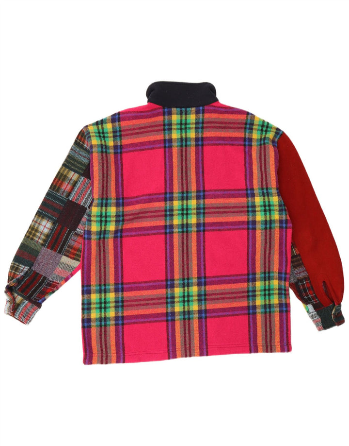 Vintage hombres pullover franela camisa grande multicolor cuadros acrílico