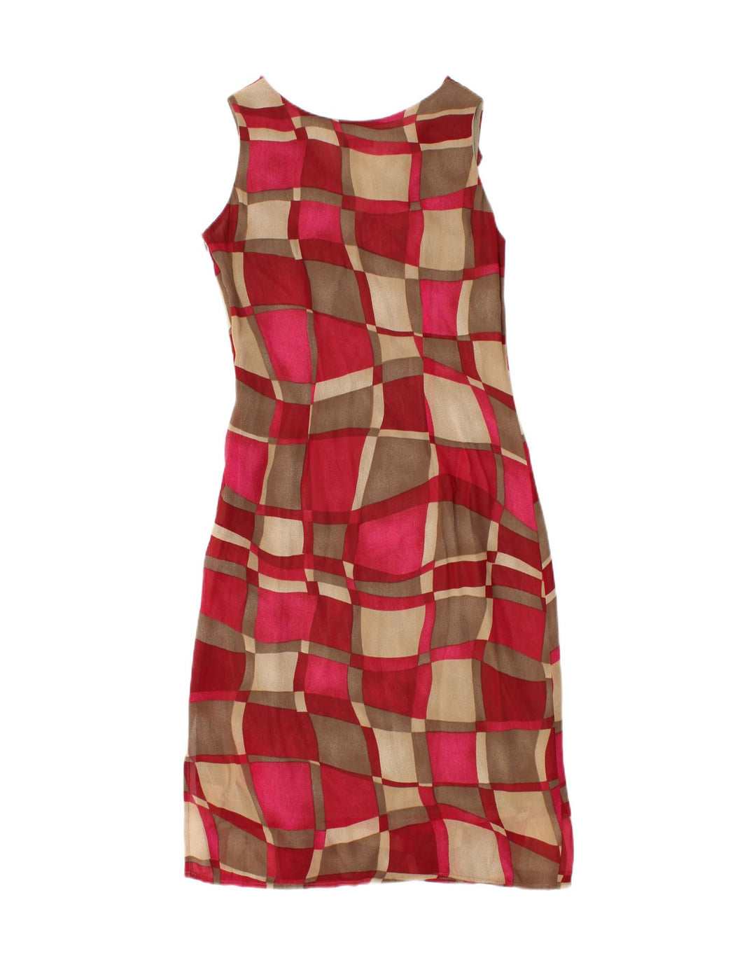 Vestido Básico Vintage Mujer Sin Mangas IT 42 Medio Rojo Geométrico