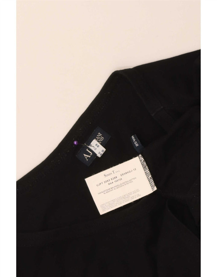 Armani Top gráfico para mujer de manga larga UK 12 Medium Black Cotton