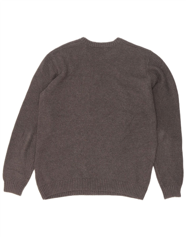 Gas Hombre Cuello Redondo Jersey Jersey Grande Gris Algodón