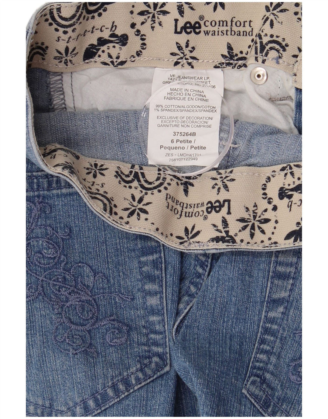 LEE Pantalones cortos de mezclilla para mujer US 6 Medium W29 Azul Paisley Algodón