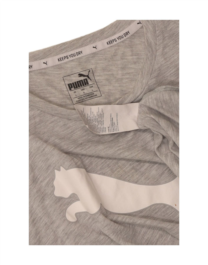 Puma Mujer Camiseta Gráfica Top UK 40 Grande Gris Moteado Poliéster