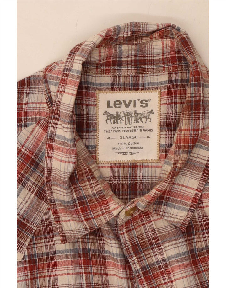 Camisa Levi's Hombre Manga Corta XL Algodón Cuadros Marrón