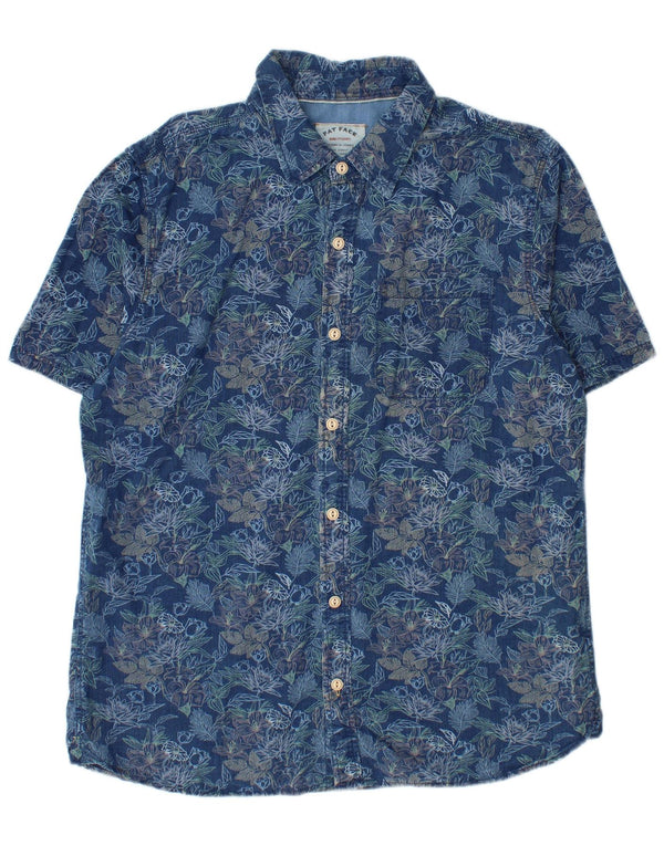 Camisa de corte estándar y manga corta para hombre de Fat Face, talla grande, hawaiana con estampado floral en azul