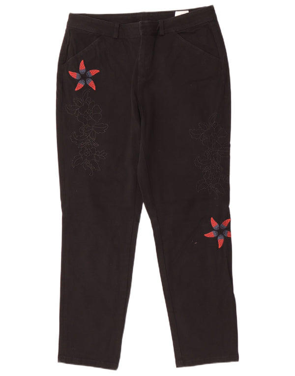 Desigual Pantalones casuales gráficos para mujer EU 38 Medium W28 L26 Black Floral