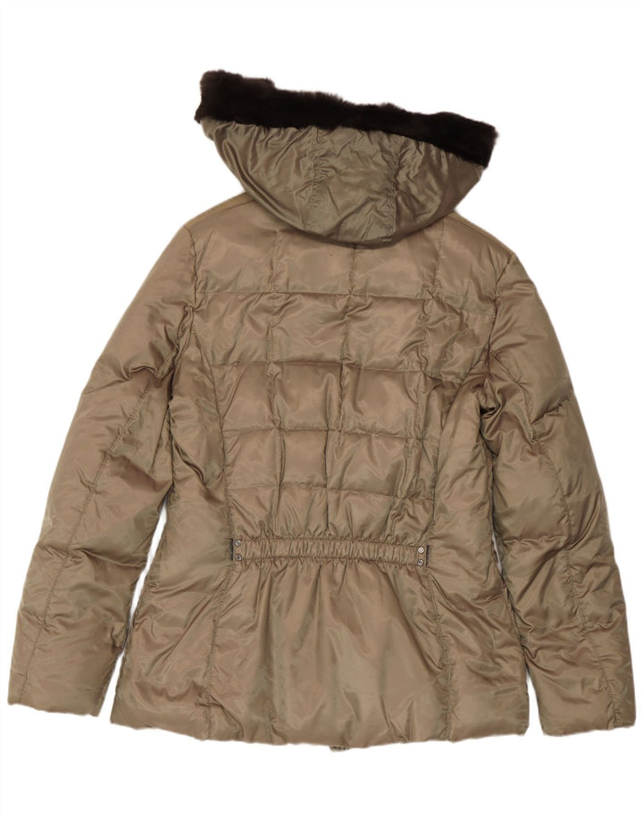 Geox Mujer Respira Chaqueta Acolchada con Capucha UK 40 Poliéster Caqui Mediano