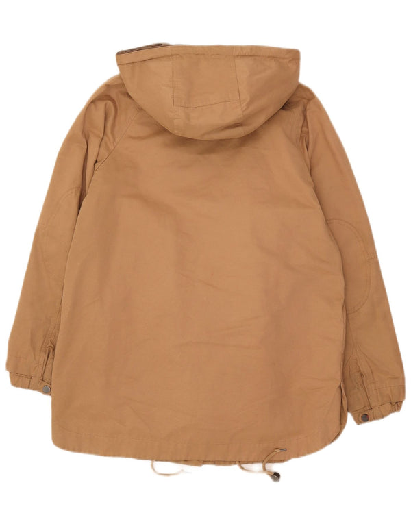 Zara Mujer Parka Con Capucha Chaqueta UK 6 XS Beige Poliéster