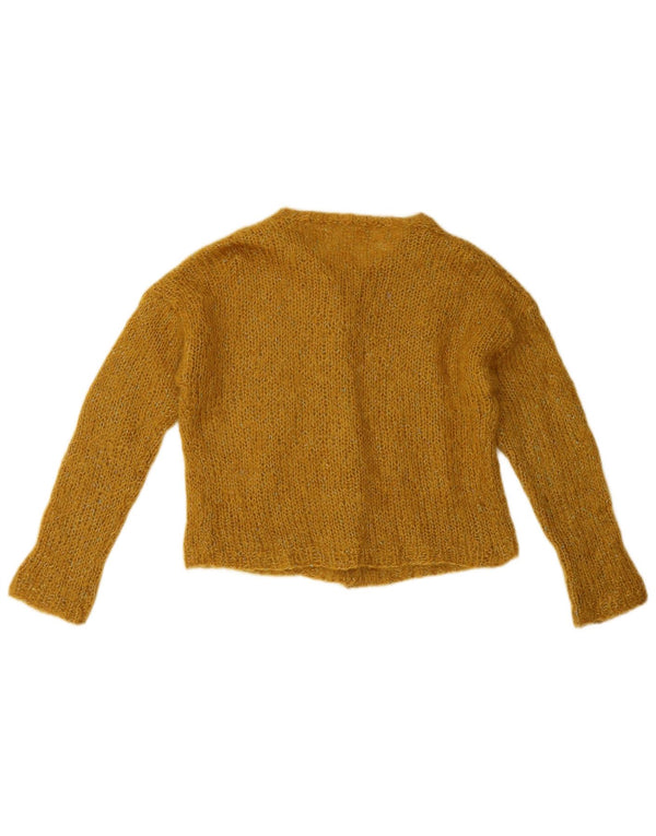 Vintage mujer crop cardigan suéter Reino Unido 14 amarillo medio