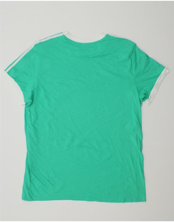 Adidas Mujer Camiseta Top UK 40 Grande Turquesa Algodón