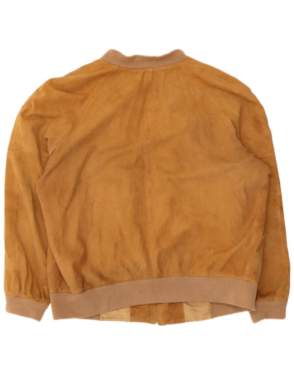 Vintage hombres ante bomber chaqueta Reino Unido 36 pequeño beige