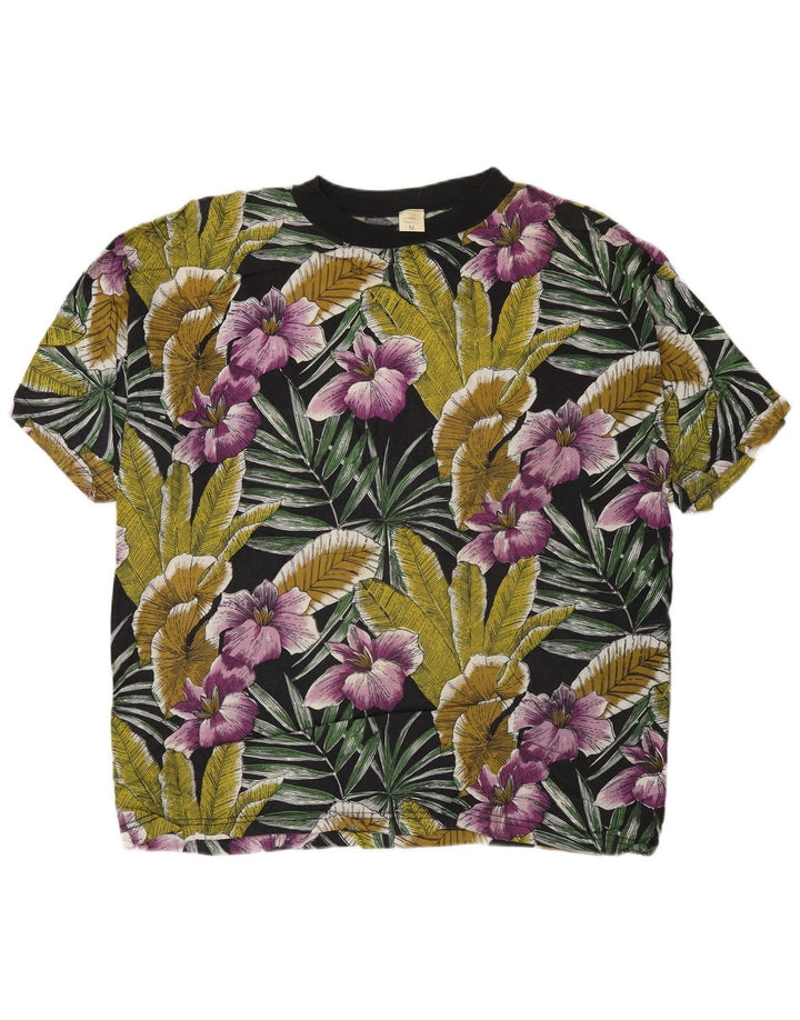 Vintage camiseta para hombre Top medio multicolor floral rayón