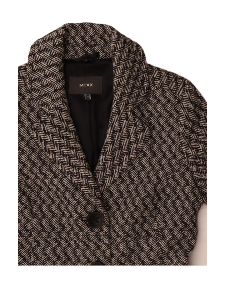 Mexx Abrigo para mujer UK 12 Lana a rayas gris medio