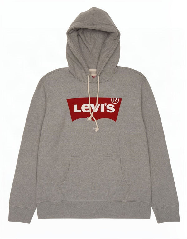 Levi's Jersey con capucha y gráfico estándar para hombre, tamaño grande, algodón gris