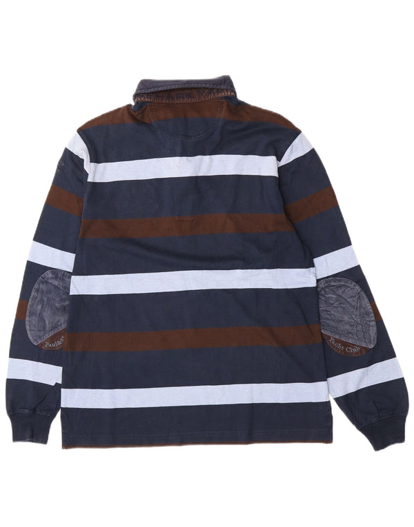 Paul & Shark Polo de manga larga para hombre de algodón a rayas azul marino grande