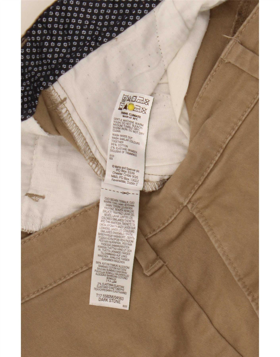 Marks & Spencer Pantalones cortos chinos para hombre W34 Algodón beige grande