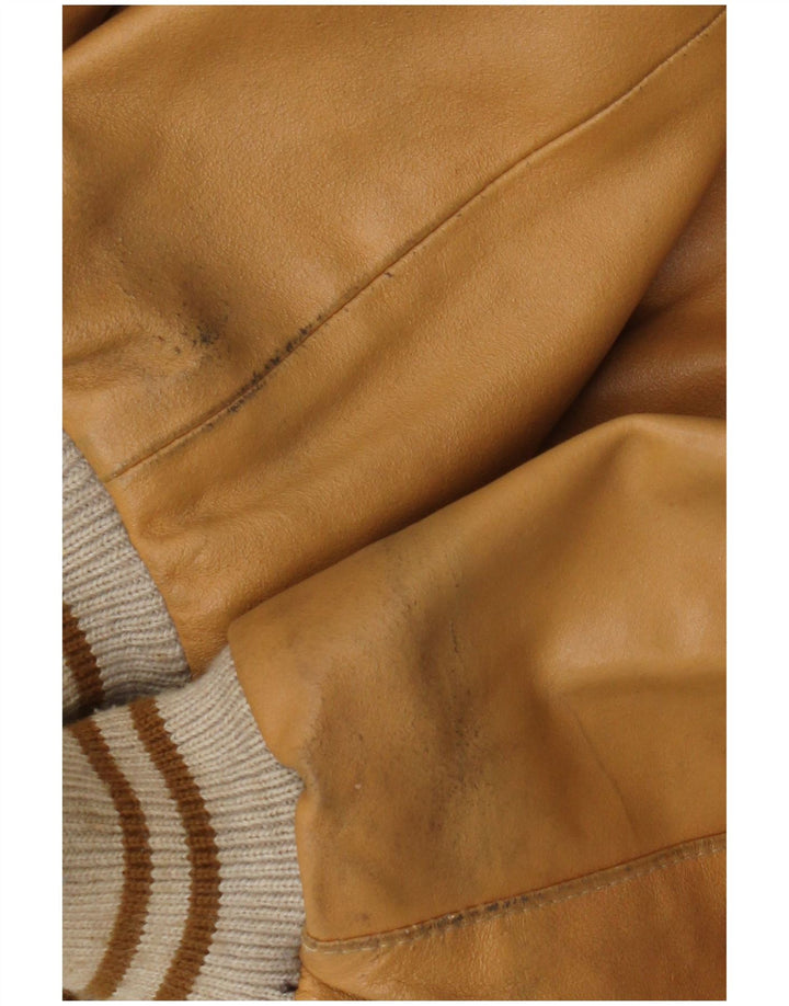 Vintage hombres bombardero chaqueta de cuero Reino Unido 42 XL cuero beige
