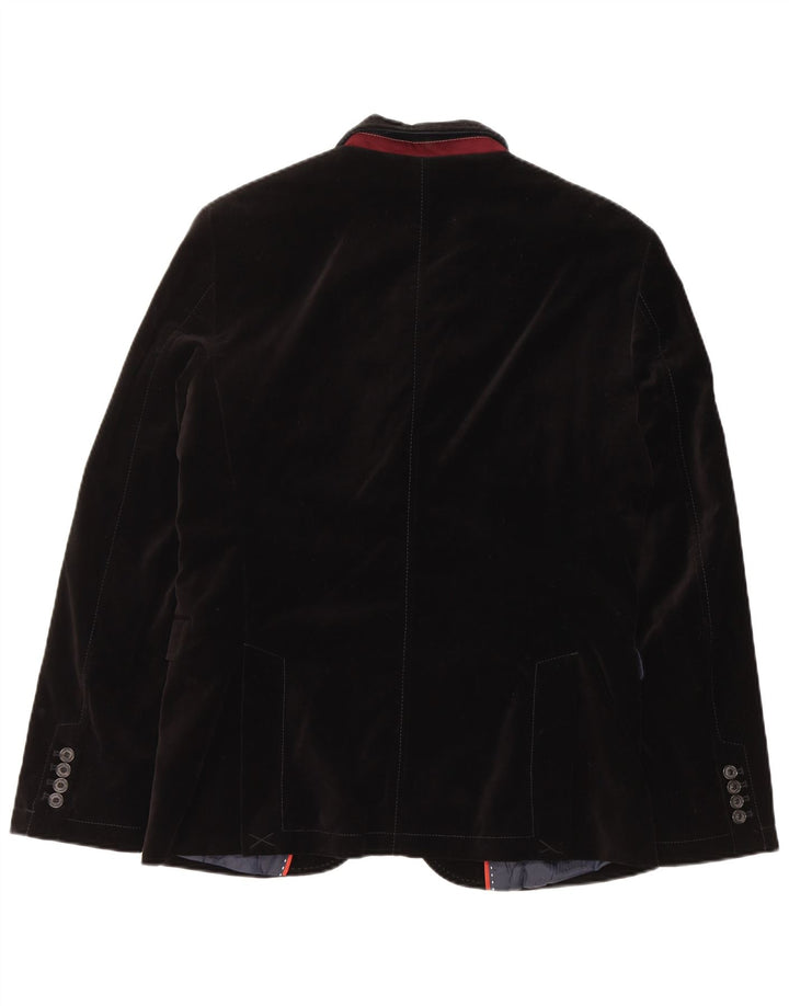 Zara Chaqueta Blazer de Terciopelo con 2 Botones para Hombre EU 50 Mediano Negro Algodón