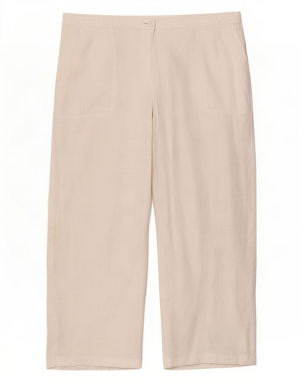 Marks & Spencer Pantalones chinos de pierna ancha para mujer UK 18 XL W38 L27 Lino blanco