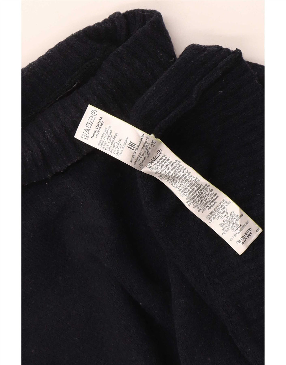 Marks & Spencer Suéter tipo jersey con cuello vuelto para mujer UK 44 Azul marino mediano