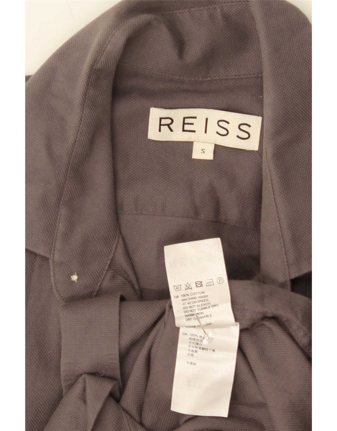 Camisa Reiss Hombre Small Gris Algodón