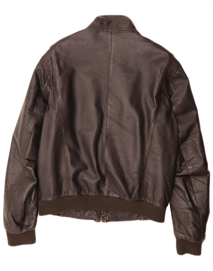 Chaqueta bomber de cuero vintage para hombre IT 52 XL Marrón Retro