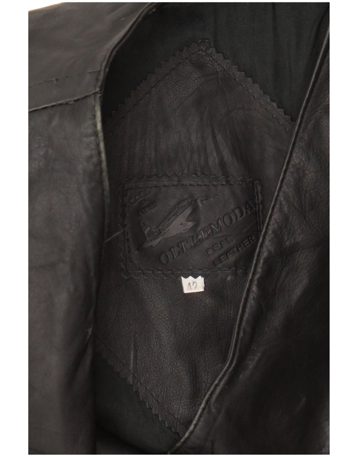 Chaleco de cuero para mujer Oltremoda IT 42 Cuero negro mediano