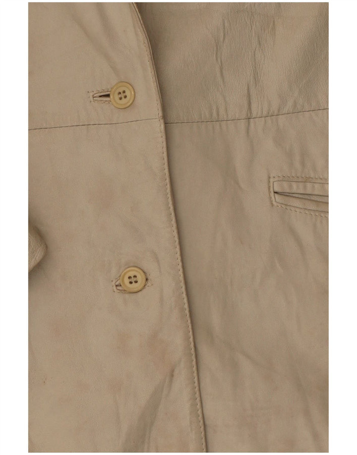 Marcos Chaqueta Blazer de Cuero con 2 Botones para Mujer IT 44 Cuero Beige Medio