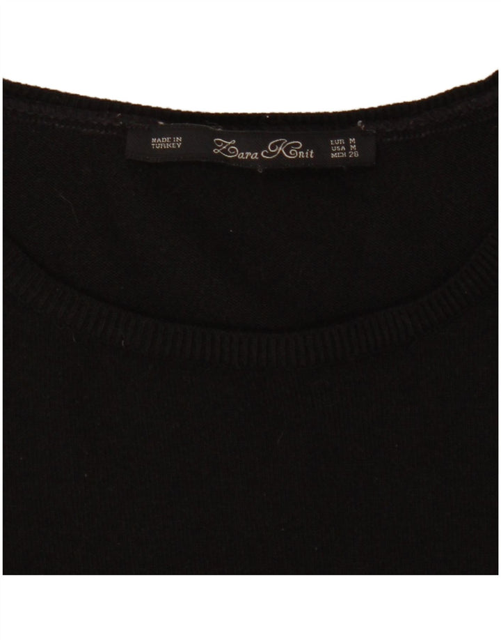 Zara Mujer Vestido Jersey De Manga Larga UK 42 Medium Negro