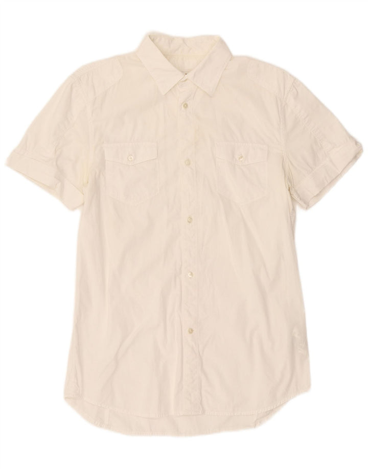 Diesel Hombre Camisa De Manga Corta De Algodón Blanco Mediano