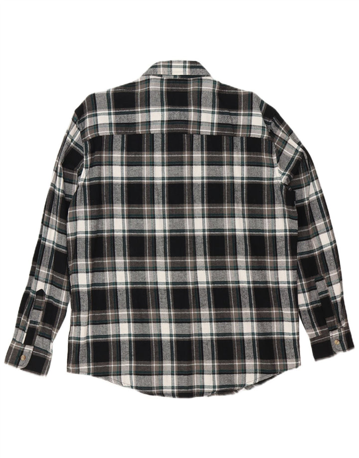 Camisa de franela vintage para hombre Algodón a cuadros negro medio