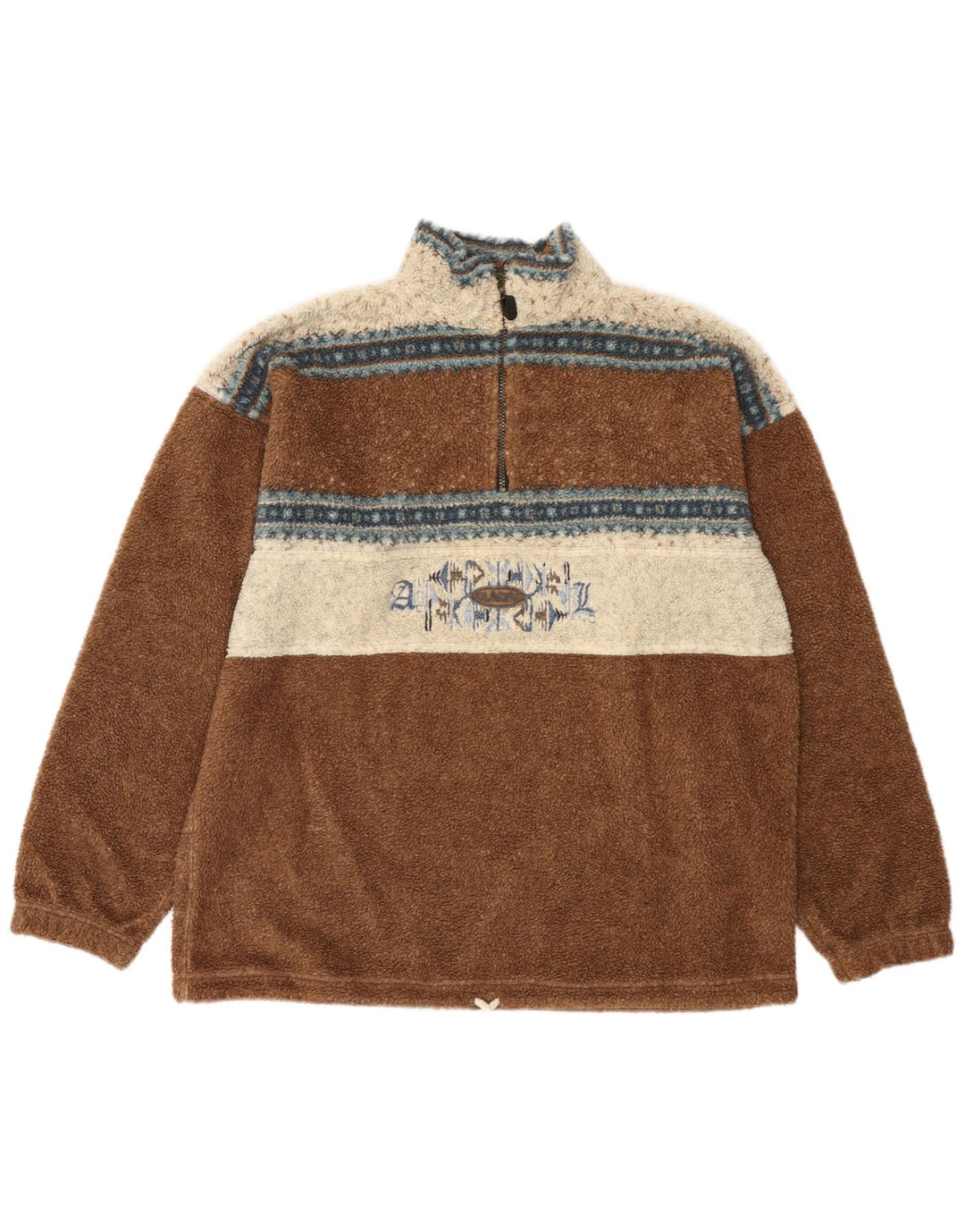 Vinci Hombre Jersey De Forro Polar Con Cremallera Y Cuello Grande Marrón Colorblock Poliéster