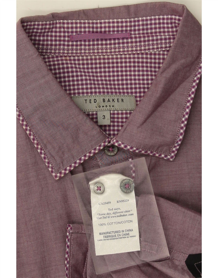 Ted Baker Camisa para hombre talla 3 mediana algodón a cuadros morado
