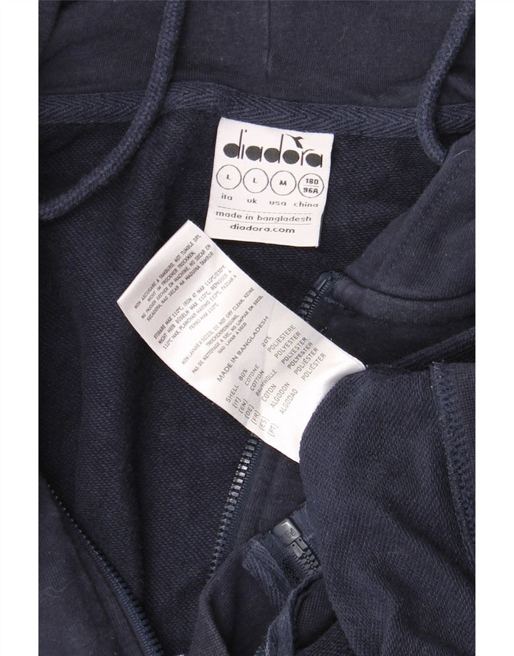 DIADORA Sudadera con capucha y cremallera para hombre, talla grande, algodón azul marino