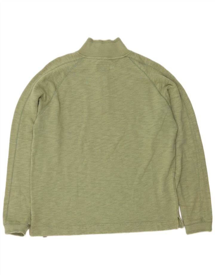 Sudadera con cuello y cremallera para hombre de White Stuff, jersey de algodón moteado en verde medio