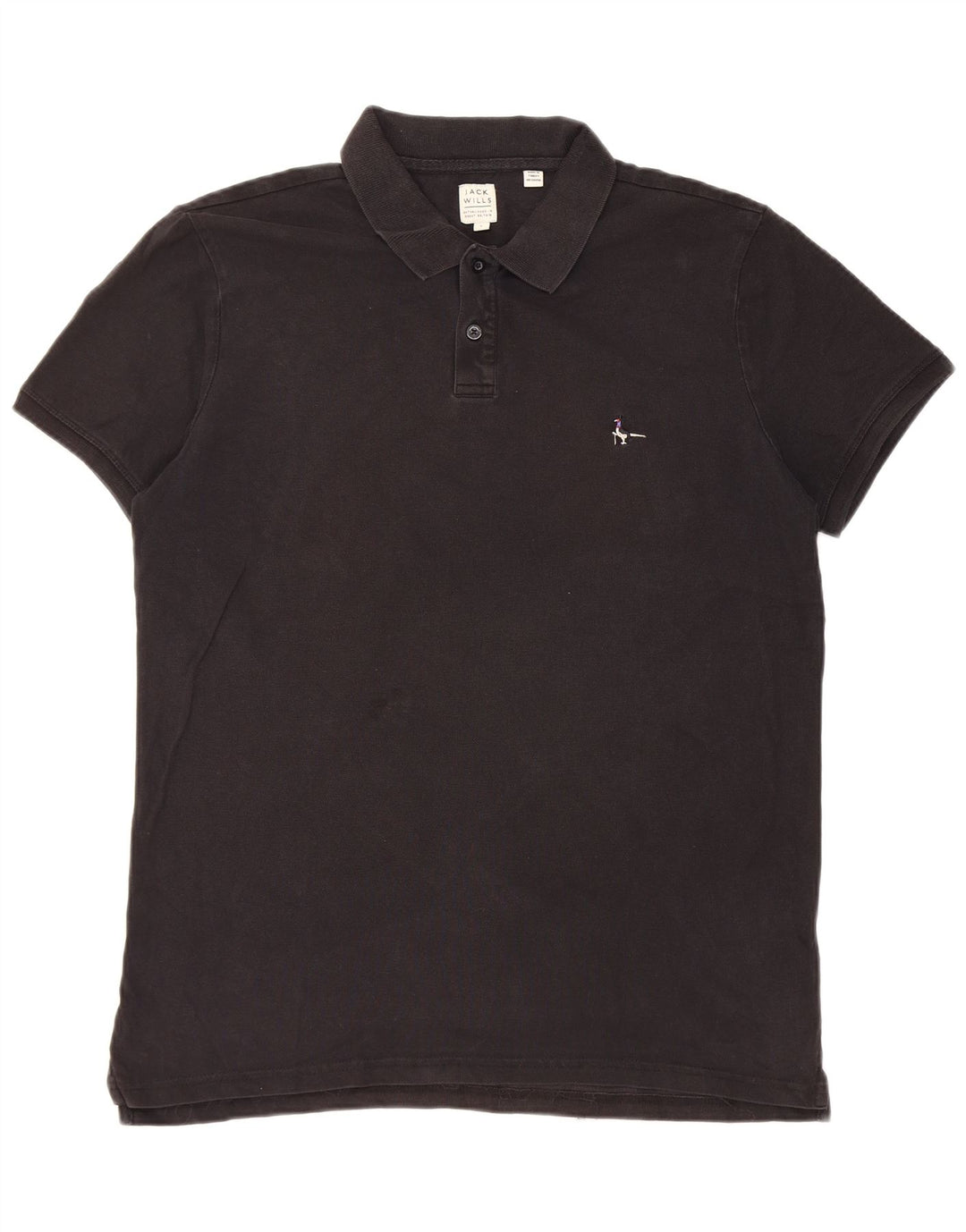 Jack Wills Polo para hombre grande de algodón negro