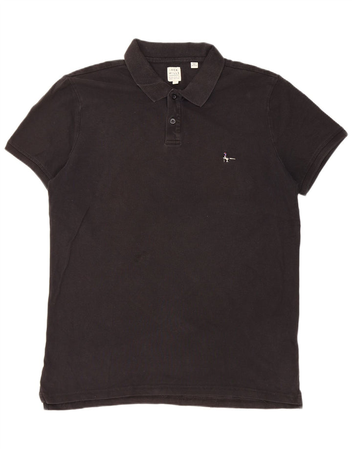 Jack Wills Polo para hombre grande de algodón negro