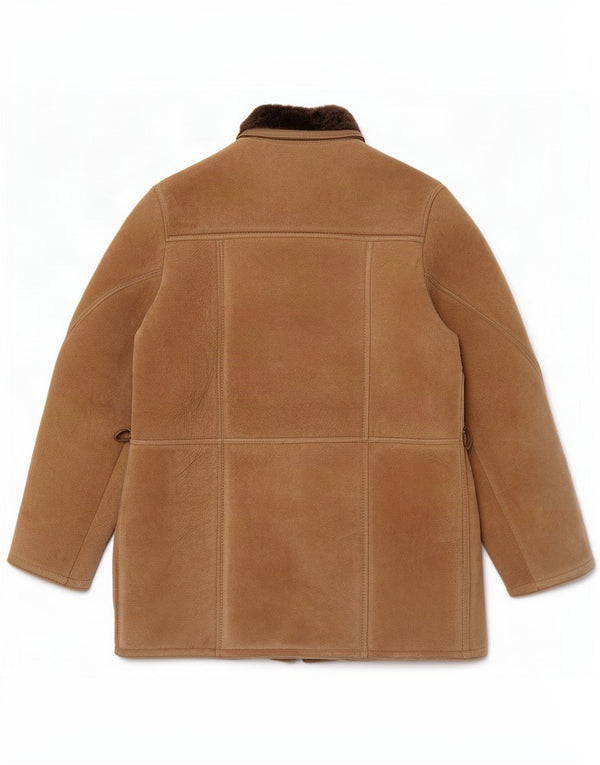 Chaqueta de piel de oveja vintage para hombre IT 48 Marrón medio