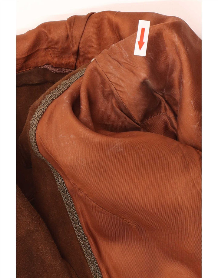 Vintage mujer ante 3 botones Blazer chaqueta tamaño 14 marrón medio clásico