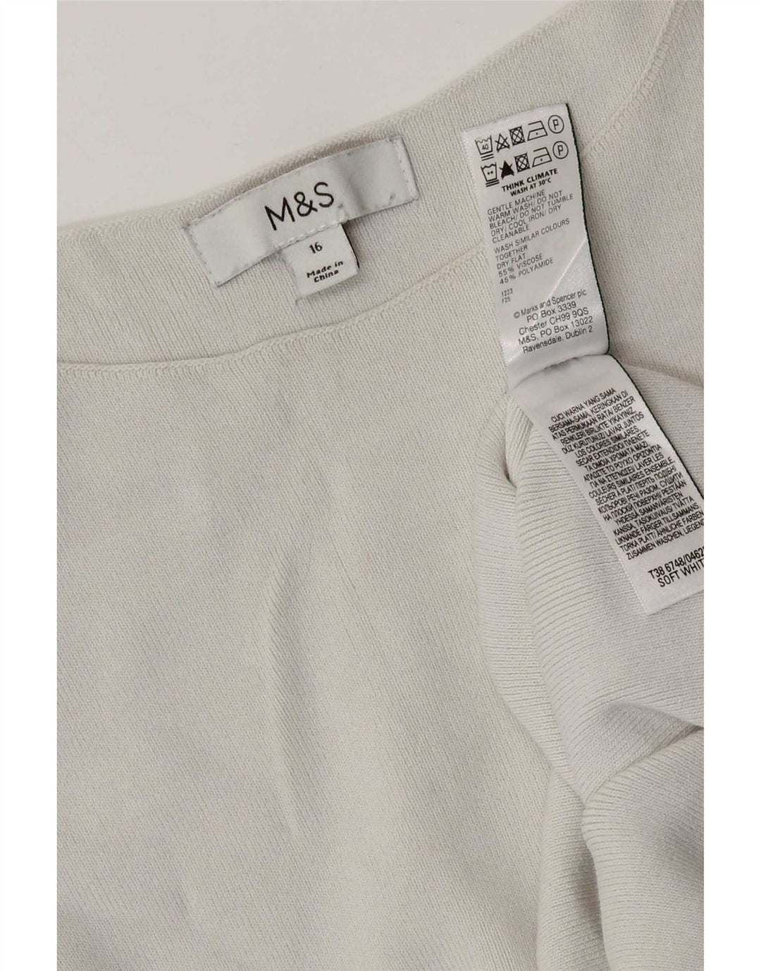 Marks & Spencer Top sin mangas para mujer UK 46 Large Off White Viscosa
