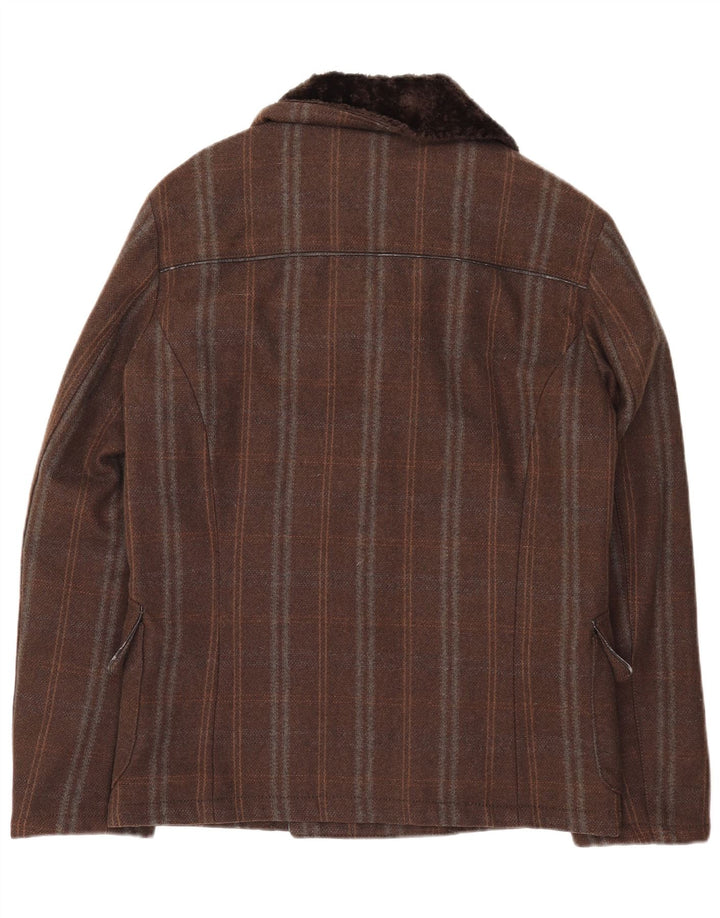 Sisley Hombre Chaquetón IT 50 Grande Marrón Rayas