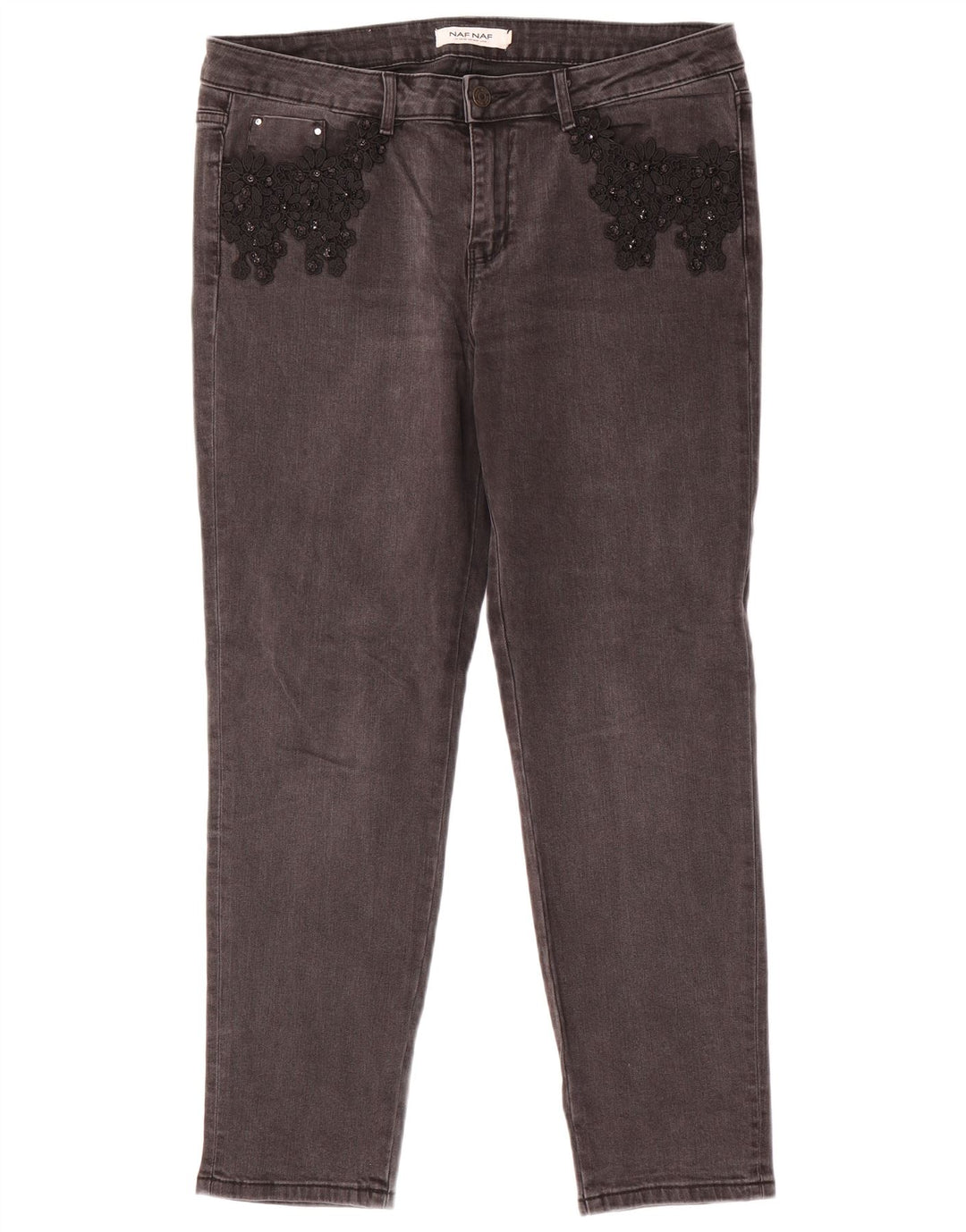 Naf Naf Vaqueros ajustados para mujer EU 42 Large W34 L28 Gris