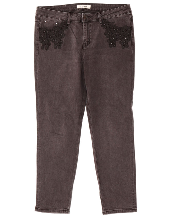 Naf Naf Vaqueros ajustados para mujer EU 42 Large W34 L28 Gris