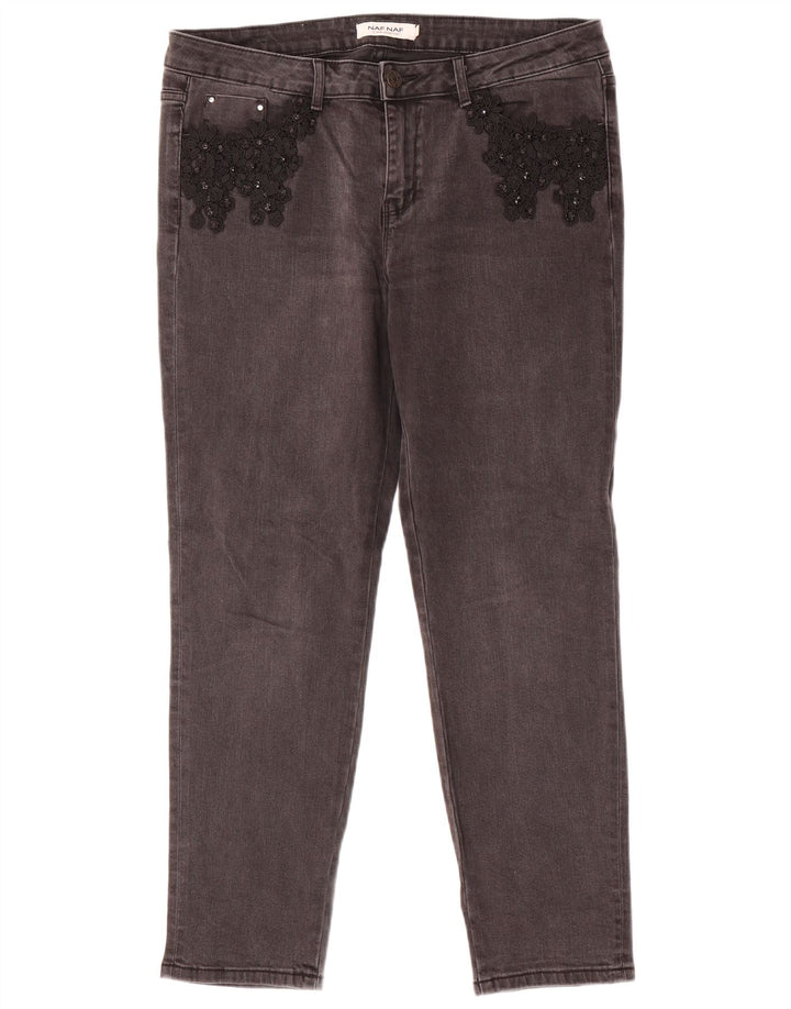 Naf Naf Vaqueros ajustados para mujer EU 42 Large W34 L28 Gris