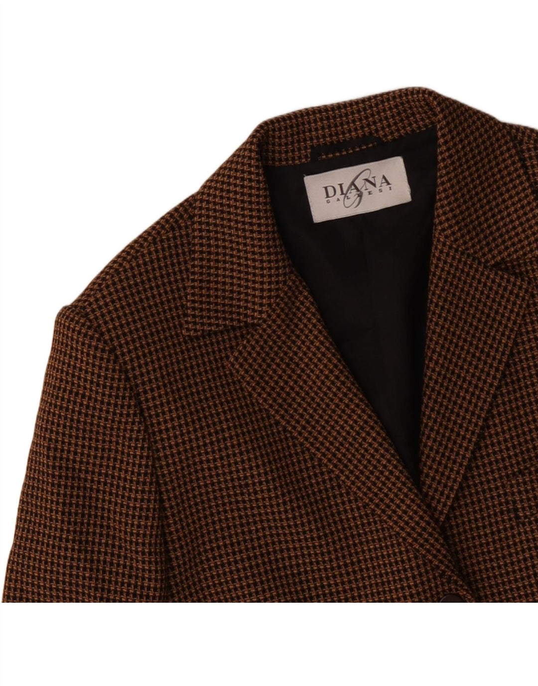 DIANA GALLESI Chaqueta tipo blazer de 3 botones para mujer UK 44 Grande Marrón Pata de gallo