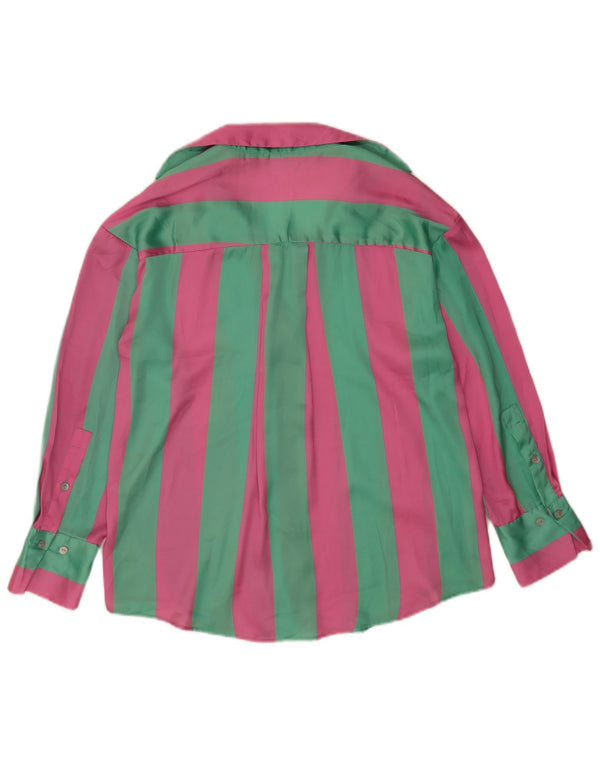 Zara Mujer Blusa Camisera Extragrande UK 6 XS Rosa Rayas
