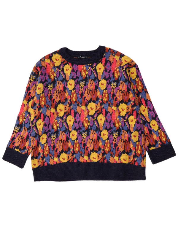 Zara - Jersey con cuello barco para mujer, talla M, multicolor floral