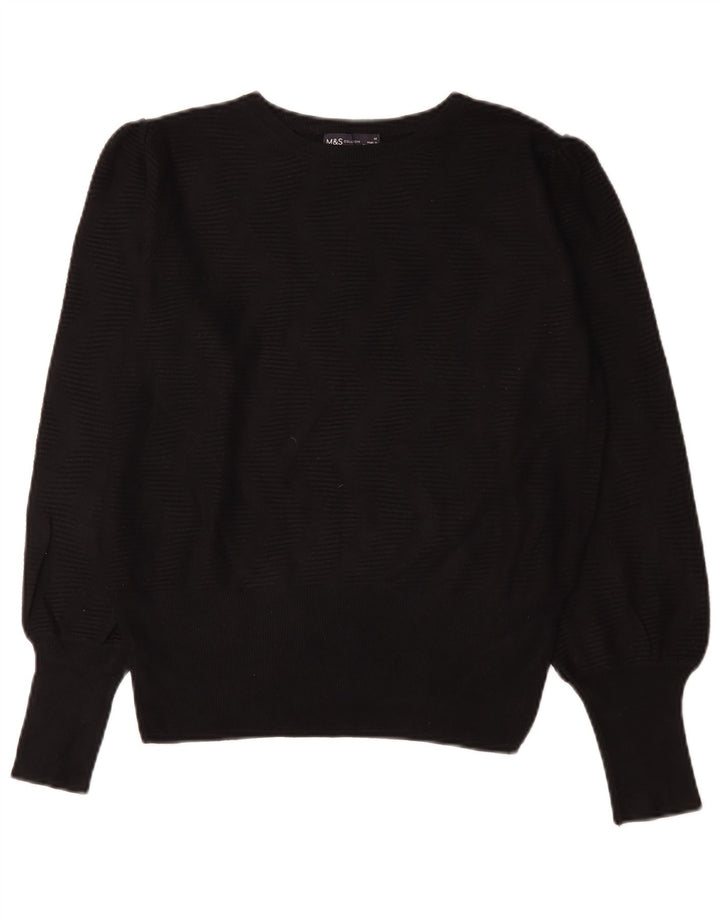 Marks & Spencer Suéter tipo jersey con cuello barco para mujer UK 40 Viscosa negra mediana
